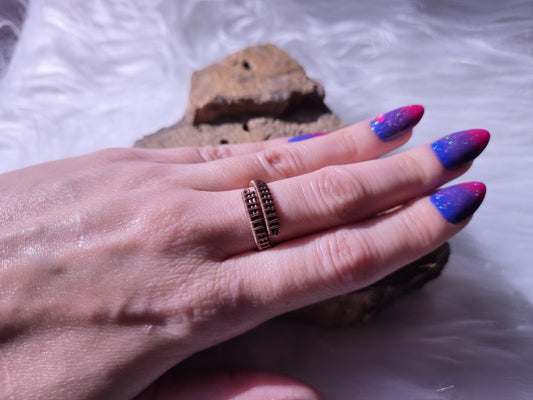 Bague ajustable en cuivre tissé (Tel que fait en direct sur Twitch)