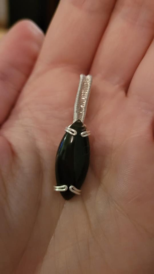 Oblong Obsidian Pendant