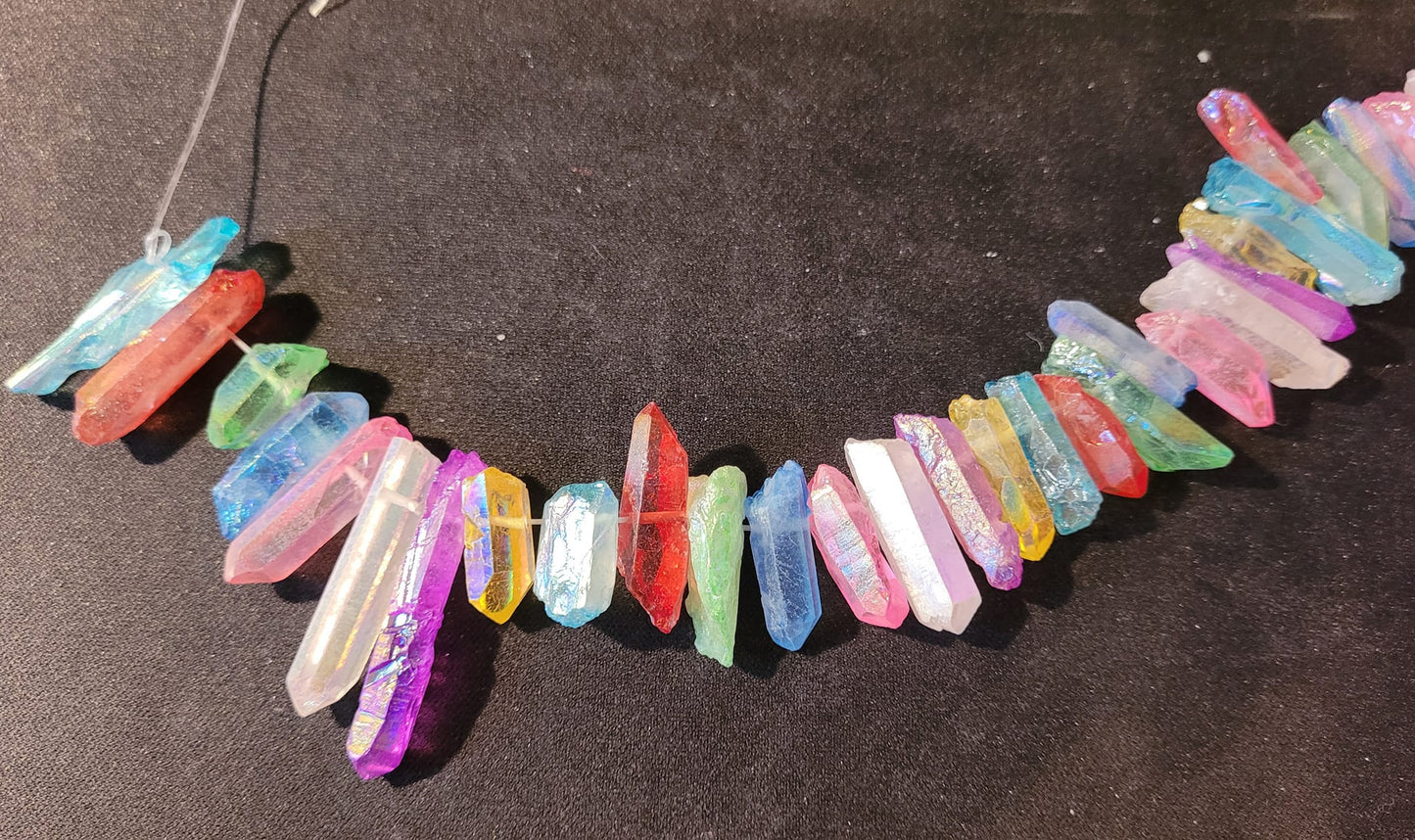 Various Electroplated Quartz Pendants