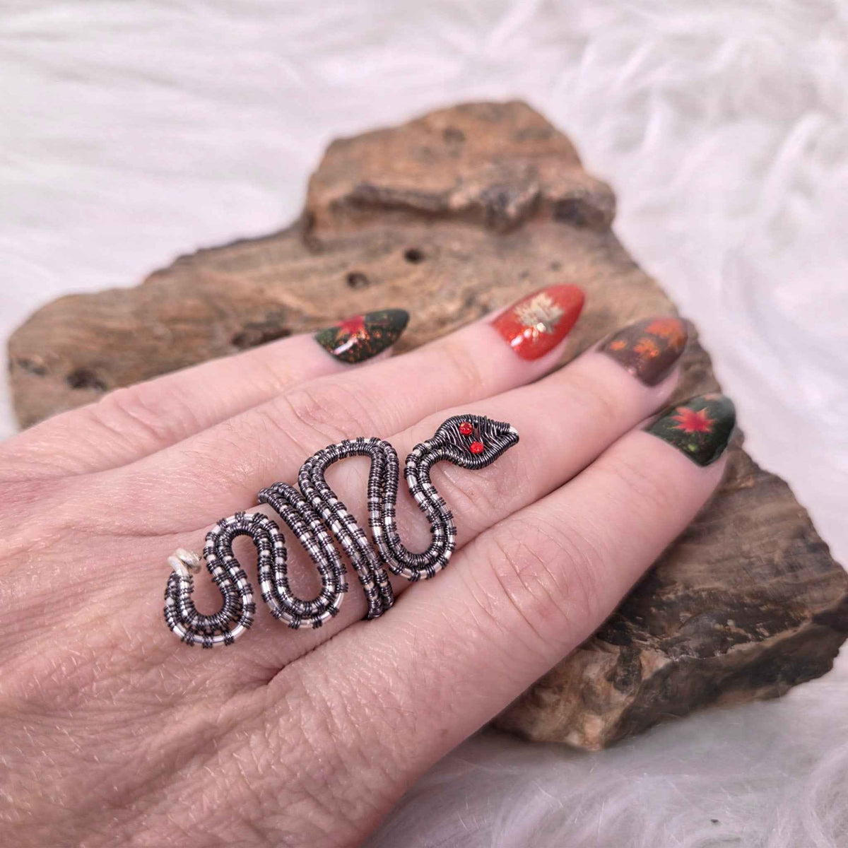 Bague ajustable serpent deux tons