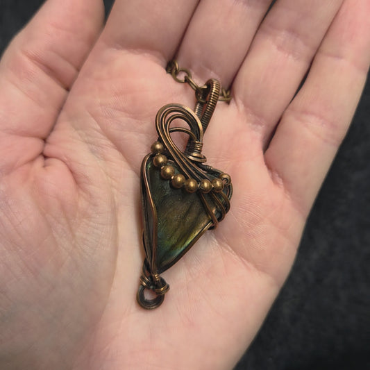 Labradorite XL triangle et cuivre brut