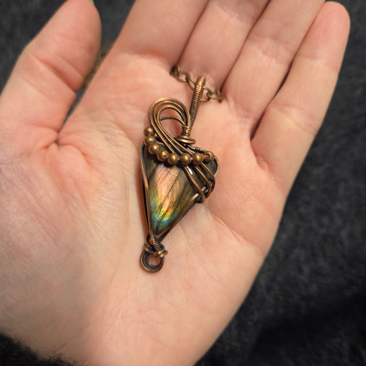 Labradorite XL triangle et cuivre brut