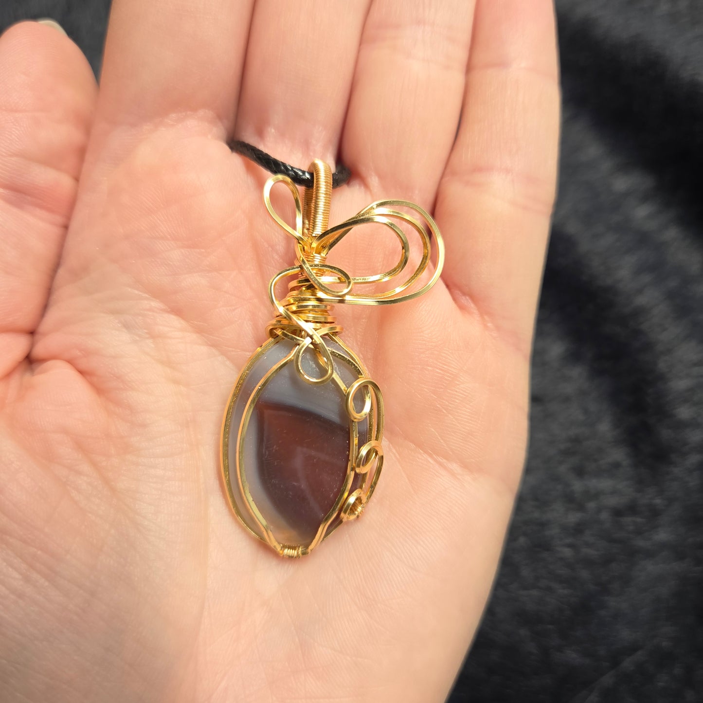 Agate Botswana et fil doré