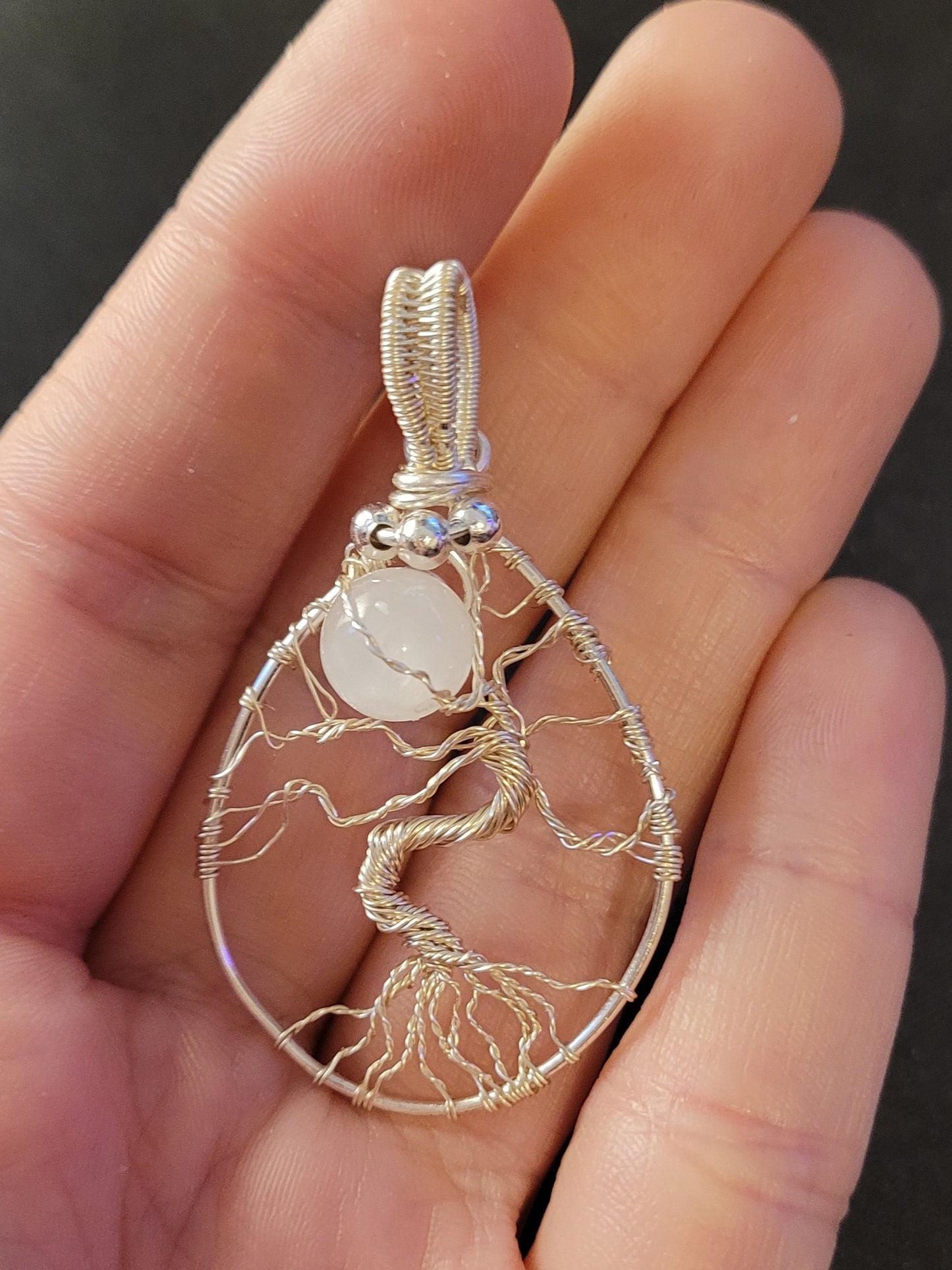 Selenite Tree of Life and Moon Pendant