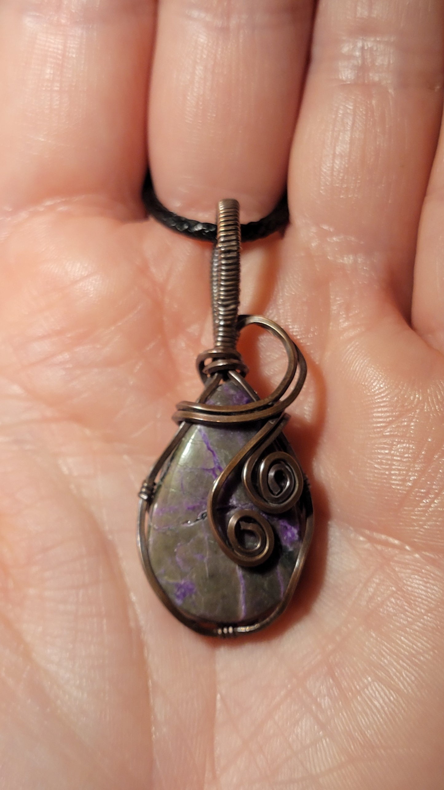 Atlantisite pendant and raw copper