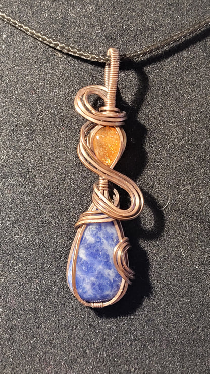 Sodalite and Sunstone, Raw Copper