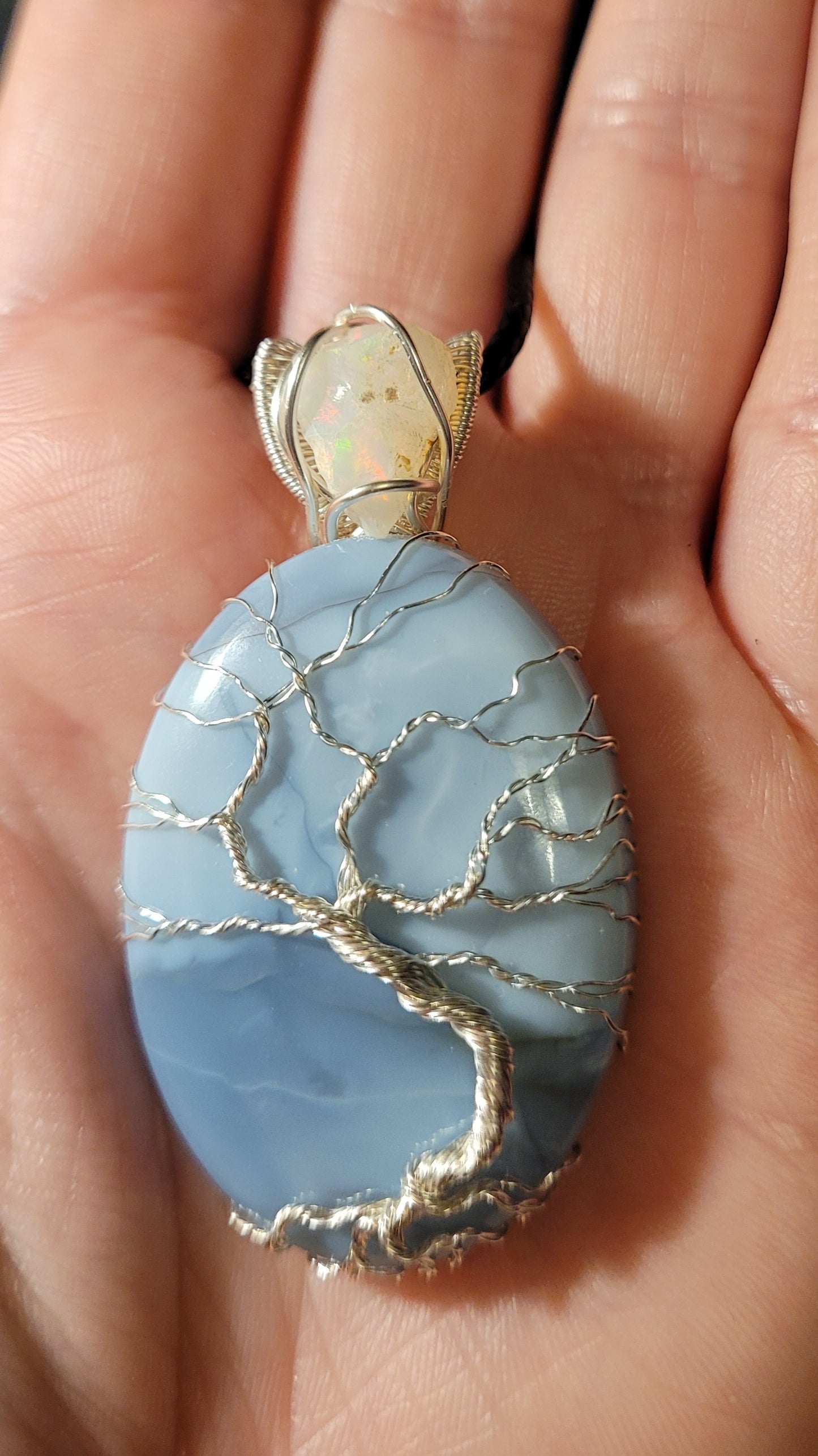 Tree of life pendant on double Opals