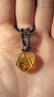 Heart of Citrine and raw copper pendentive