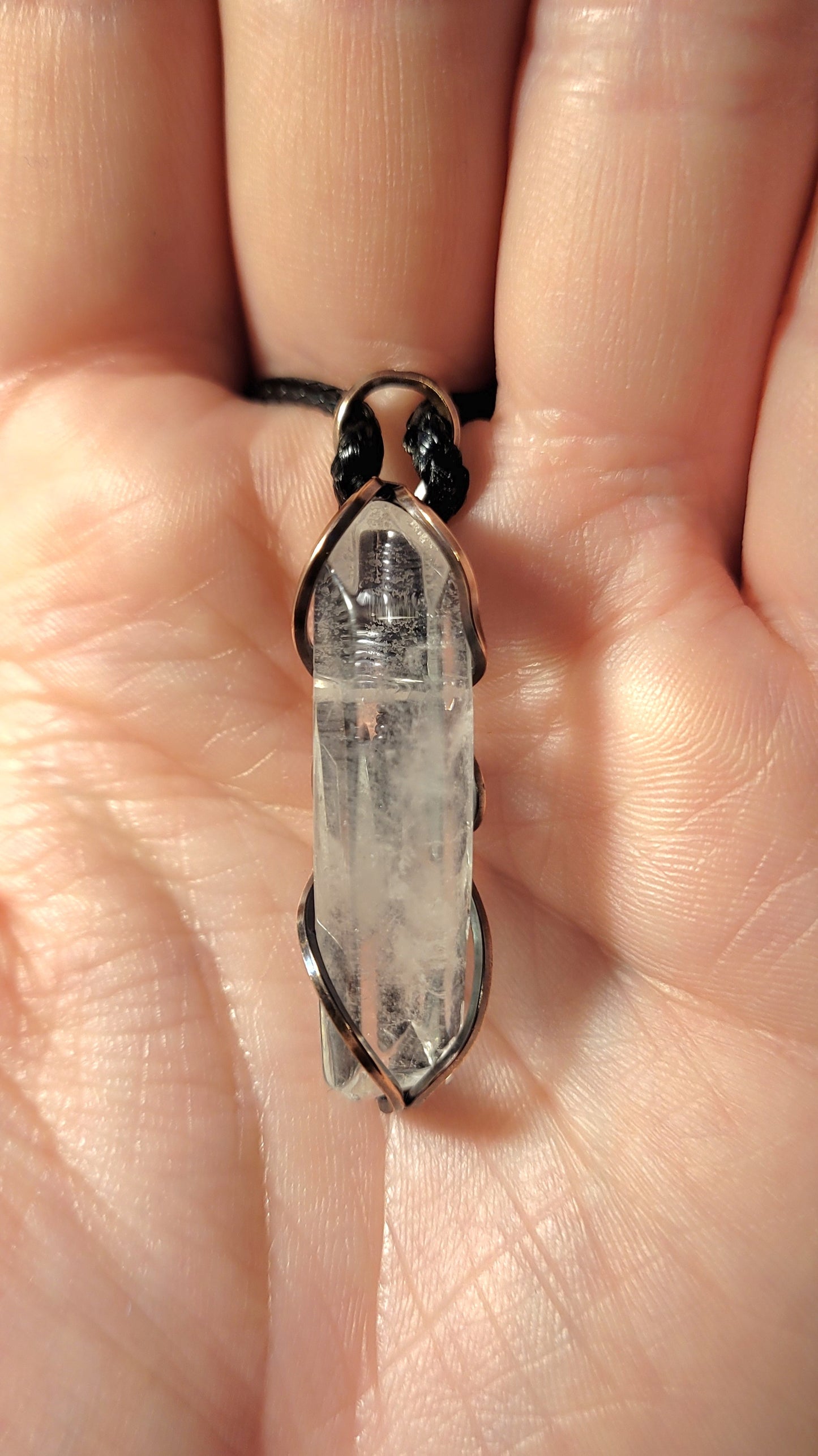 Quartz Point pendant (minimalist) and raw copper